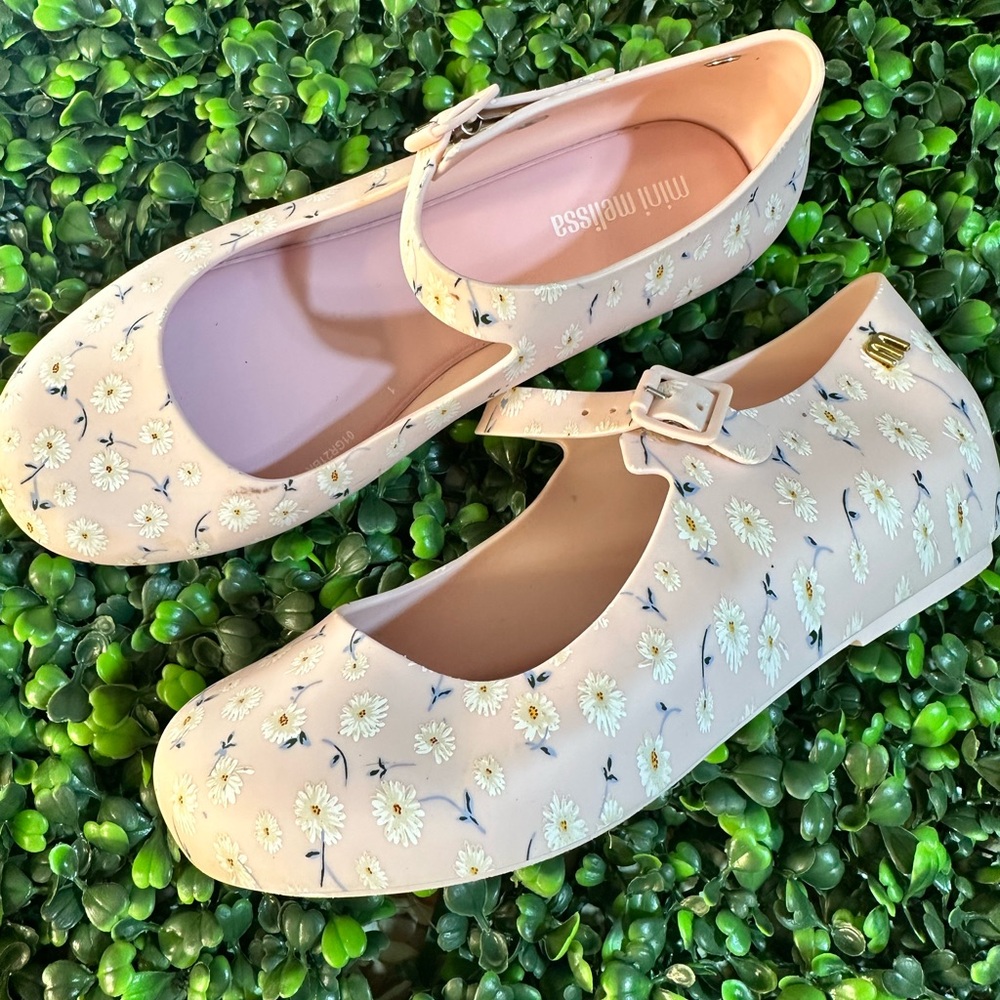 Mini Melissa Women's Floral Mary Jane Flats - Pink